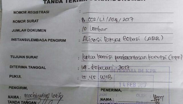 ARB Laporkan Indikasi Skandal Proses Pemilihan Dirut PDAM TP Jilid II ke KPK