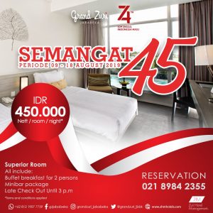 Sambut HUT RI ke 74, Grand Zuri Hotel Promo Super Murah