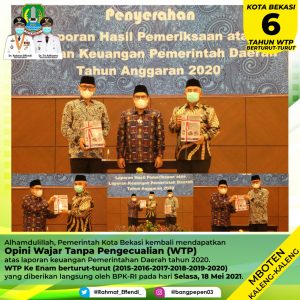 Pemkot Bekasi Kembali Raih Opini WTP ke 6 Kali Berturut Turut