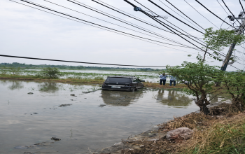 Diduga Hilang Kendali, Mobil Tercebur ke Sawah setelah Tabrak Dua Kendaraan